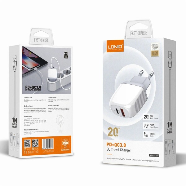 USB Adapter & Lightning Kabel LDNIO A2316C